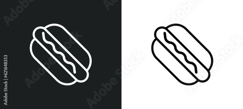 hot dog with ketchup outline icon in white and black colors. hot dog with ketchup flat vector icon from bistro and restaurant collection for web, mobile apps and ui.