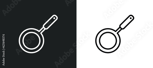 frying pan from top outline icon in white and black colors. frying pan from top flat vector icon from bistro and restaurant collection for web, mobile apps and ui.