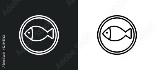 kitchen fish outline icon in white and black colors. kitchen fish flat vector icon from bistro and restaurant collection for web, mobile apps and ui.