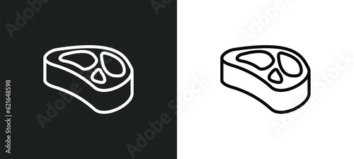 beef chop outline icon in white and black colors. beef chop flat vector icon from bistro and restaurant collection for web, mobile apps and ui.