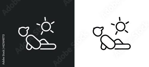 man sunbathing outline icon in white and black colors. man sunbathing flat vector icon from behavior collection for web, mobile apps and ui.