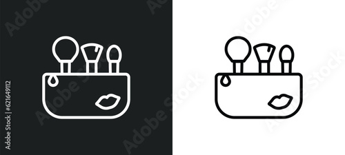 makeup brush outline icon in white and black colors. makeup brush flat vector icon from beauty collection for web, mobile apps and ui.