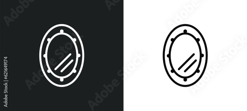 makeup mirror outline icon in white and black colors. makeup mirror flat vector icon from beauty collection for web, mobile apps and ui.