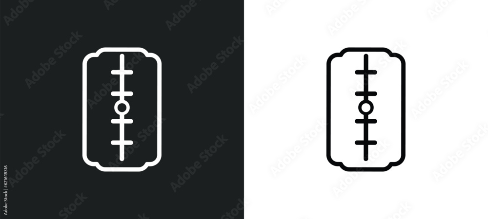 big razor blade outline icon in white and black colors. big razor blade ...