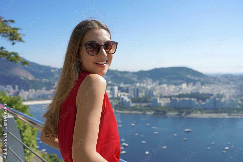 Portrait of Young Brazilian Woman with Sunglasses in Rio de Janeiro, Brazil