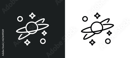 planets outline icon in white and black colors. planets flat vector icon from astronomy collection for web, mobile apps and ui.