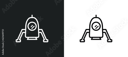 space lander outline icon in white and black colors. space lander flat vector icon from astronomy collection for web, mobile apps and ui.