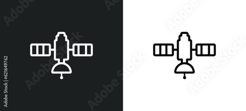 inclined satellite outline icon in white and black colors. inclined satellite flat vector icon from astronomy collection for web, mobile apps and ui.