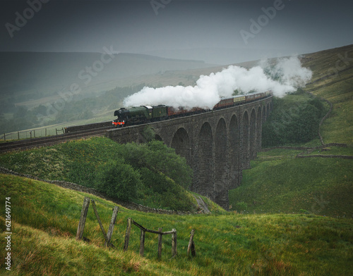 Flying Scotsman steam train in the countryside