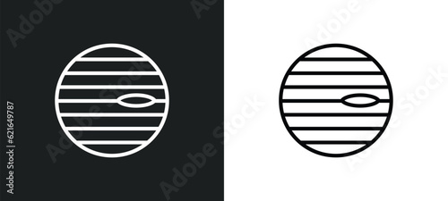 venus with satellite outline icon in white and black colors. venus with satellite flat vector icon from astronomy collection for web, mobile apps and ui.