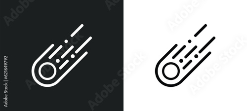 meteorite falling outline icon in white and black colors. meteorite falling flat vector icon from astronomy collection for web, mobile apps and ui.