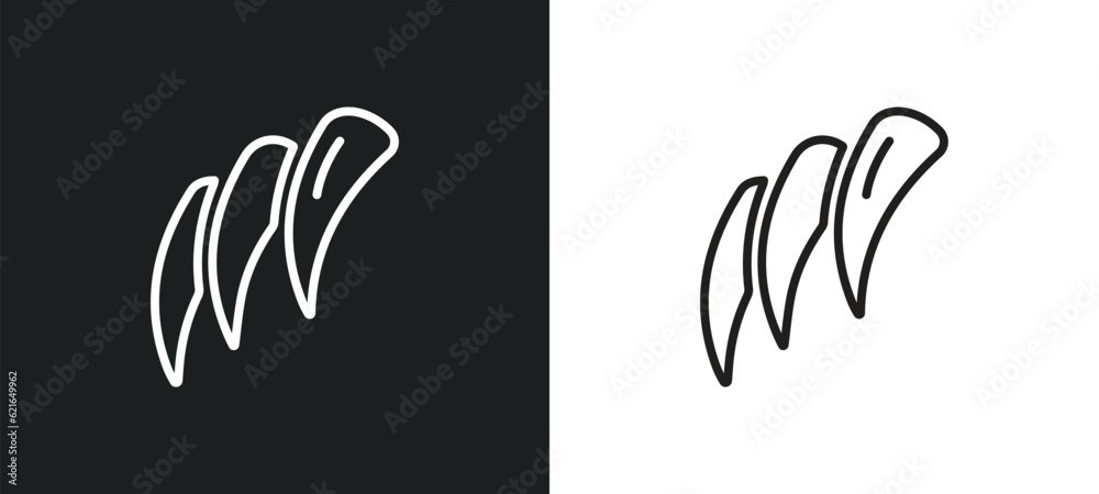Fototapeta premium claw outline icon in white and black colors. claw flat vector icon from asian collection for web, mobile apps and ui.
