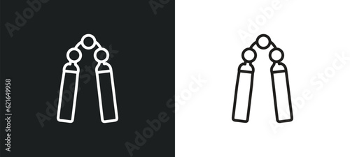 nunchaku outline icon in white and black colors. nunchaku flat vector icon from asian collection for web, mobile apps and ui. photo
