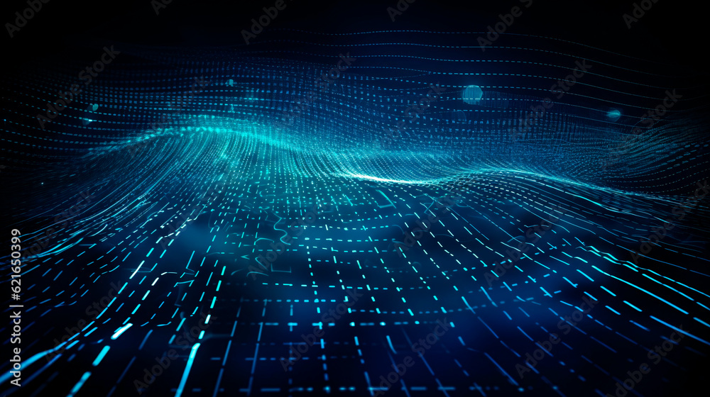 Fototapeta premium Computer Data Stream Abstract Background. Generative Ai