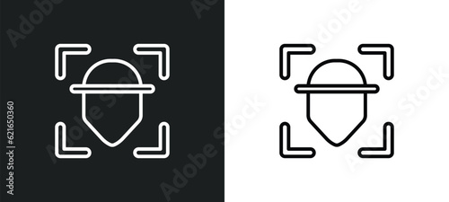facial recognition outline icon in white and black colors. facial recognition flat vector icon from artificial intelligence collection for web, mobile apps and ui.
