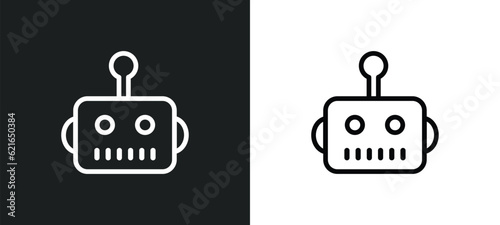 bot outline icon in white and black colors. bot flat vector icon from artificial intelligence collection for web, mobile apps and ui.