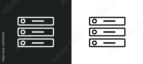 servers outline icon in white and black colors. servers flat vector icon from artificial intelligence collection for web, mobile apps and ui.