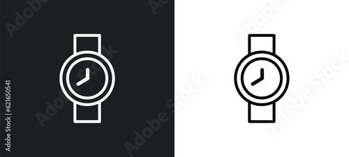 wristwatch outline icon in white and black colors. wristwatch flat vector icon from artificial intelligence collection for web, mobile apps and ui.