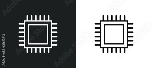 chip outline icon in white and black colors. chip flat vector icon from artificial intelligence collection for web, mobile apps and ui.