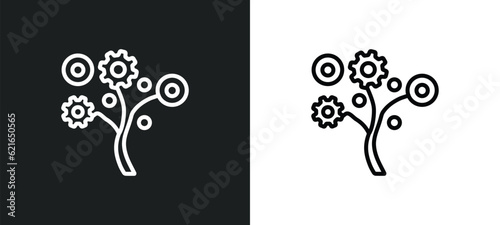 technology tree outline icon in white and black colors. technology tree flat vector icon from artificial intellegence collection for web, mobile apps and ui.
