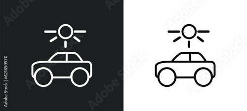 solar energy car outline icon in white and black colors. solar energy car flat vector icon from artificial intellegence collection for web, mobile apps and ui.