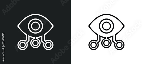 bionic eye outline icon in white and black colors. bionic eye flat vector icon from artificial intellegence collection for web, mobile apps and ui.