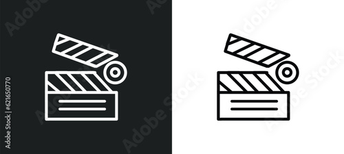 photo film outline icon in white and black colors. photo film flat vector icon from art collection for web, mobile apps and ui.
