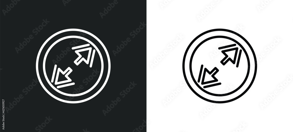zoom directions outline icon in white and black colors. zoom directions flat vector icon from arrows collection for web, mobile apps and ui.