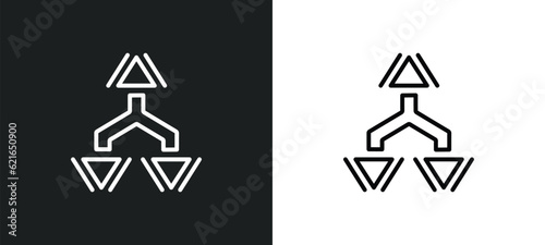 split triangle outline icon in white and black colors. split triangle flat vector icon from arrows collection for web, mobile apps and ui.