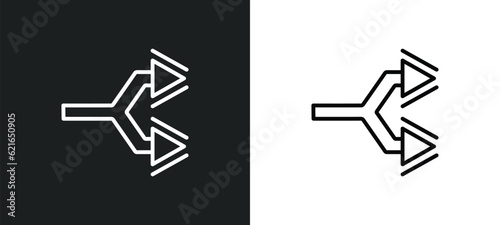 split arrows outline icon in white and black colors. split arrows flat vector icon from arrows collection for web, mobile apps and ui.