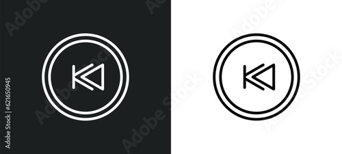 backward arrow outline icon in white and black colors. backward arrow flat vector icon from arrows collection for web, mobile apps and ui.