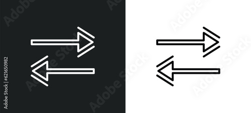 horizontal arrows outline icon in white and black colors. horizontal arrows flat vector icon from arrows collection for web, mobile apps and ui.