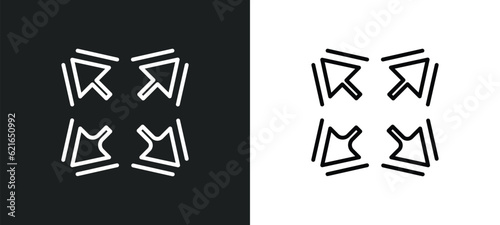 expand outline icon in white and black colors. expand flat vector icon from arrows collection for web, mobile apps and ui.