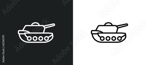 tank outline icon in white and black colors. tank flat vector icon from army collection for web, mobile apps and ui.