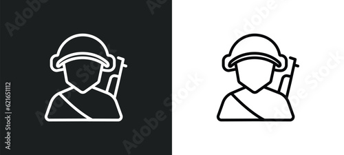 soldier outline icon in white and black colors. soldier flat vector icon from army collection for web, mobile apps and ui.