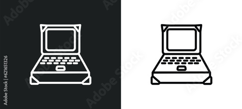 notebook outline icon in white and black colors. notebook flat vector icon from army collection for web, mobile apps and ui.