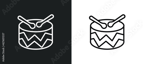 military drum musical instrument outline icon in white and black colors. military drum musical instrument flat vector icon from army collection for web, mobile apps and ui.