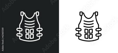bulletproof vest outline icon in white and black colors. bulletproof vest flat vector icon from army collection for web, mobile apps and ui.