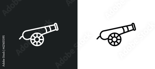 cannon outline icon in white and black colors. cannon flat vector icon from army collection for web, mobile apps and ui.