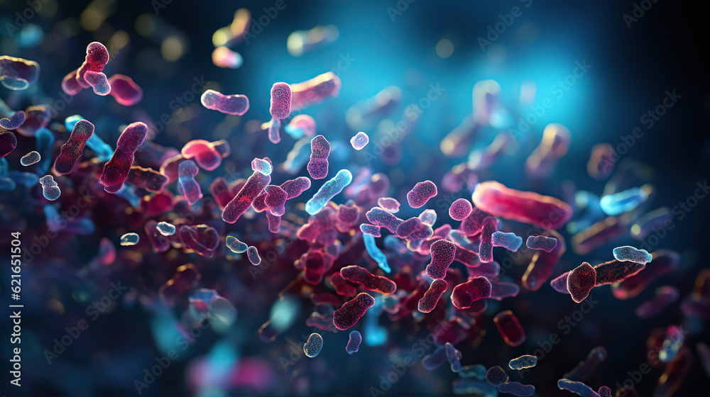 Realistic photo bacterium. Created with Generative AI - obrazy, fototapety, plakaty 