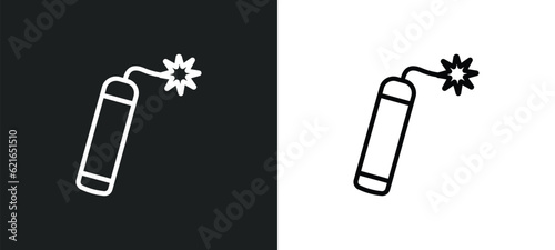 dynamite outline icon in white and black colors. dynamite flat vector icon from army collection for web, mobile apps and ui.