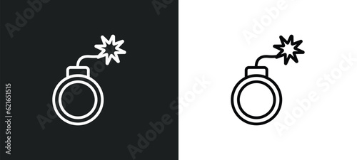 bomb outline icon in white and black colors. bomb flat vector icon from army collection for web, mobile apps and ui.