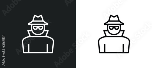 secret agent outline icon in white and black colors. secret agent flat vector icon from army collection for web, mobile apps and ui.