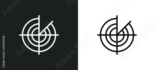 militar radar outline icon in white and black colors. militar radar flat vector icon from army collection for web, mobile apps and ui.