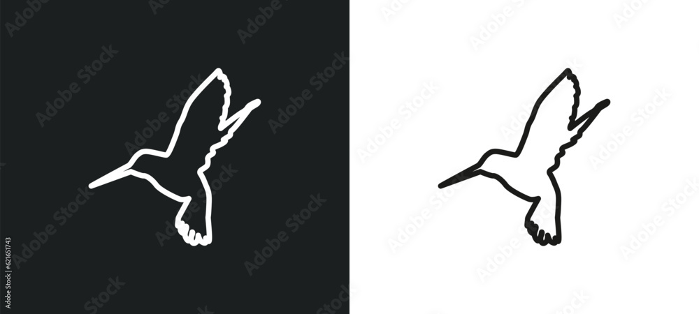 humming bird outline icon in white and black colors. humming bird flat vector icon from animals collection for web, mobile apps and ui.
