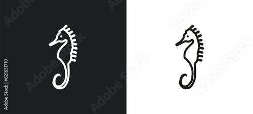 sea horse outline icon in white and black colors. sea horse flat vector icon from animals collection for web, mobile apps and ui.