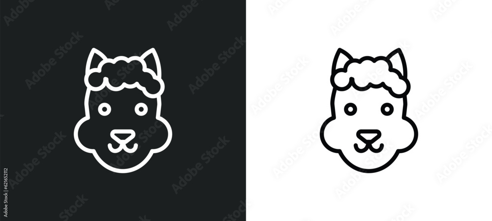 llama outline icon in white and black colors. llama flat vector icon from animals collection for web, mobile apps and ui.