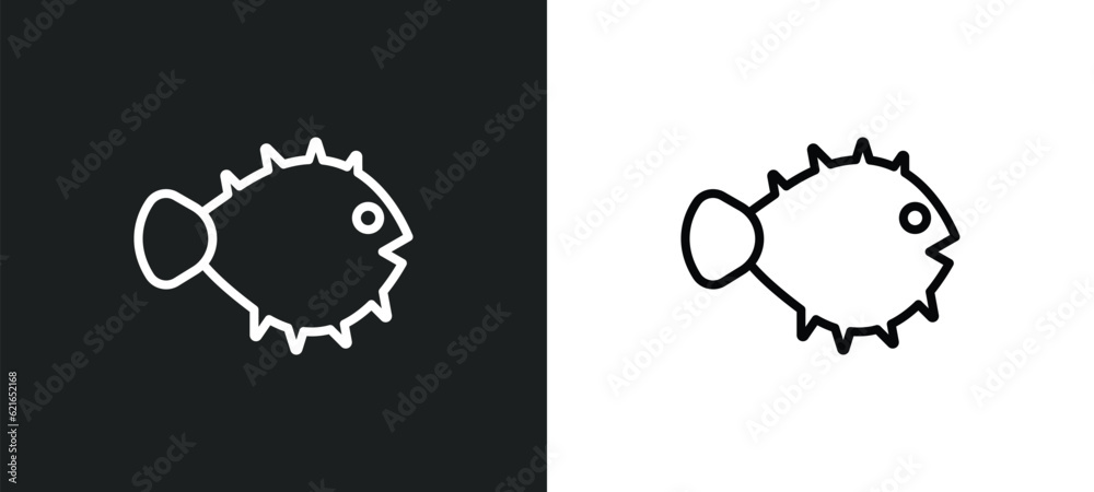 Fototapeta premium globe fish outline icon in white and black colors. globe fish flat vector icon from animals collection for web, mobile apps and ui.