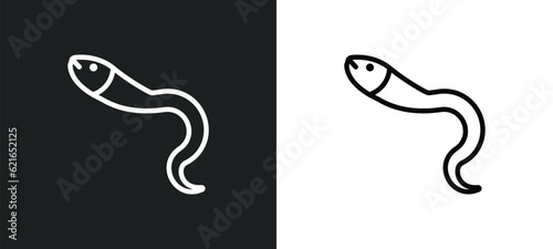 eel outline icon in white and black colors. eel flat vector icon from animals collection for web, mobile apps and ui.