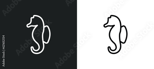 seahorse outline icon in white and black colors. seahorse flat vector icon from animals collection for web, mobile apps and ui.